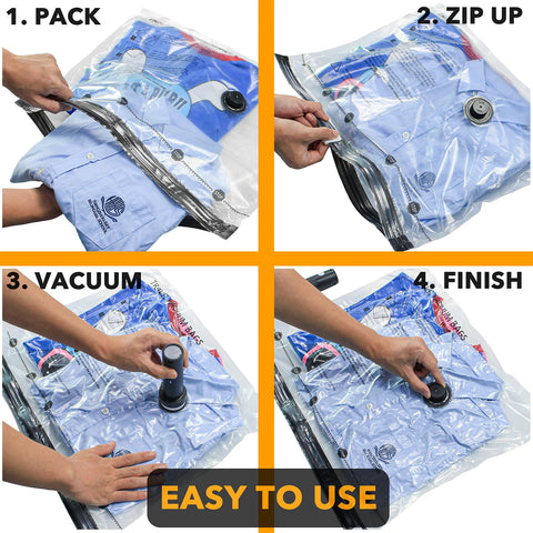 SpaceAid travel vacuum bags in use shows easy vacuum and seal process.