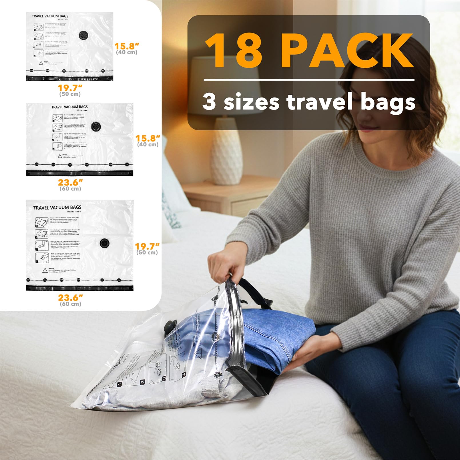 SpaceAid large pack bags provide bulkier items protection and compact storage.