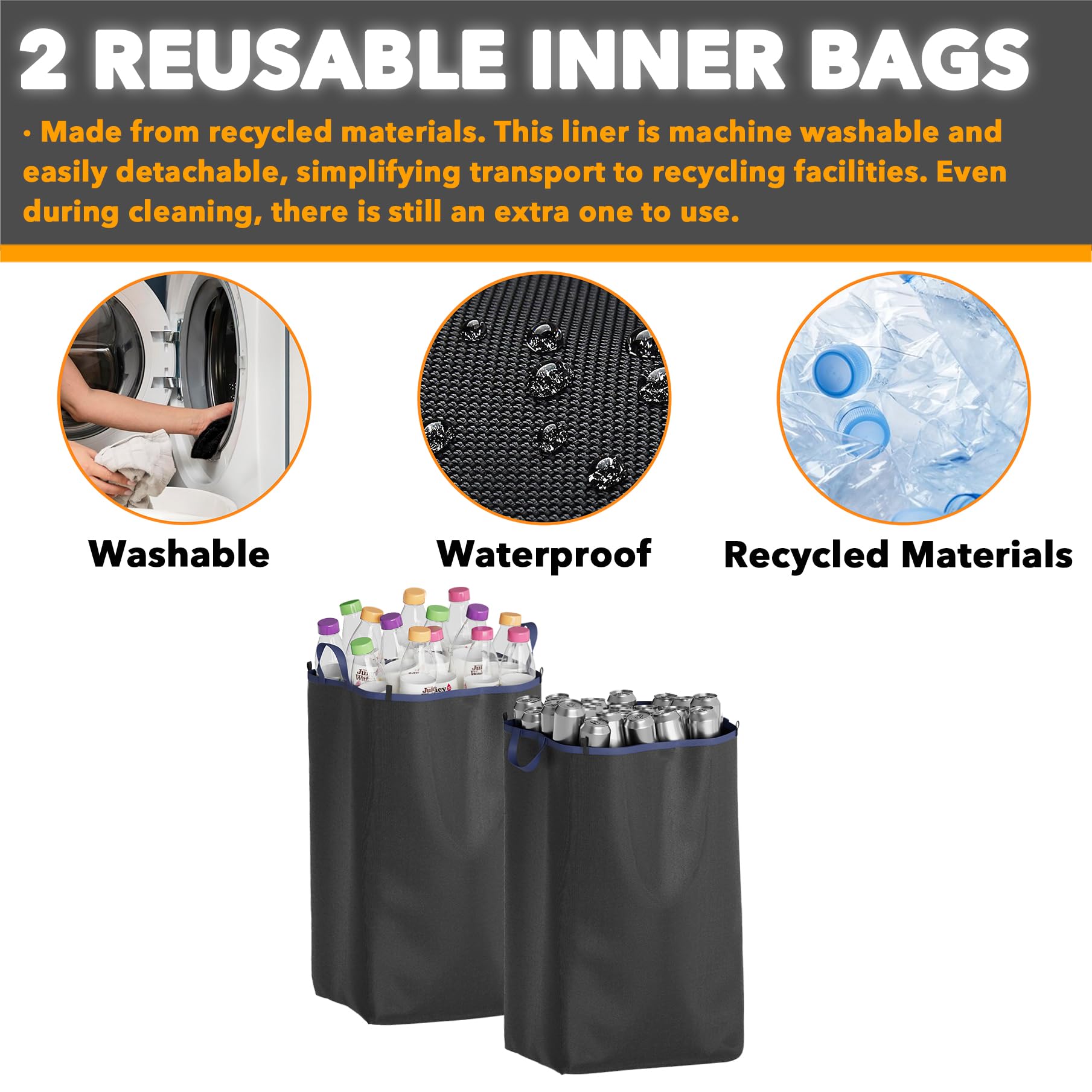 SpaceAid two reusable inner bags highlighted for easy cleaning and reuse.