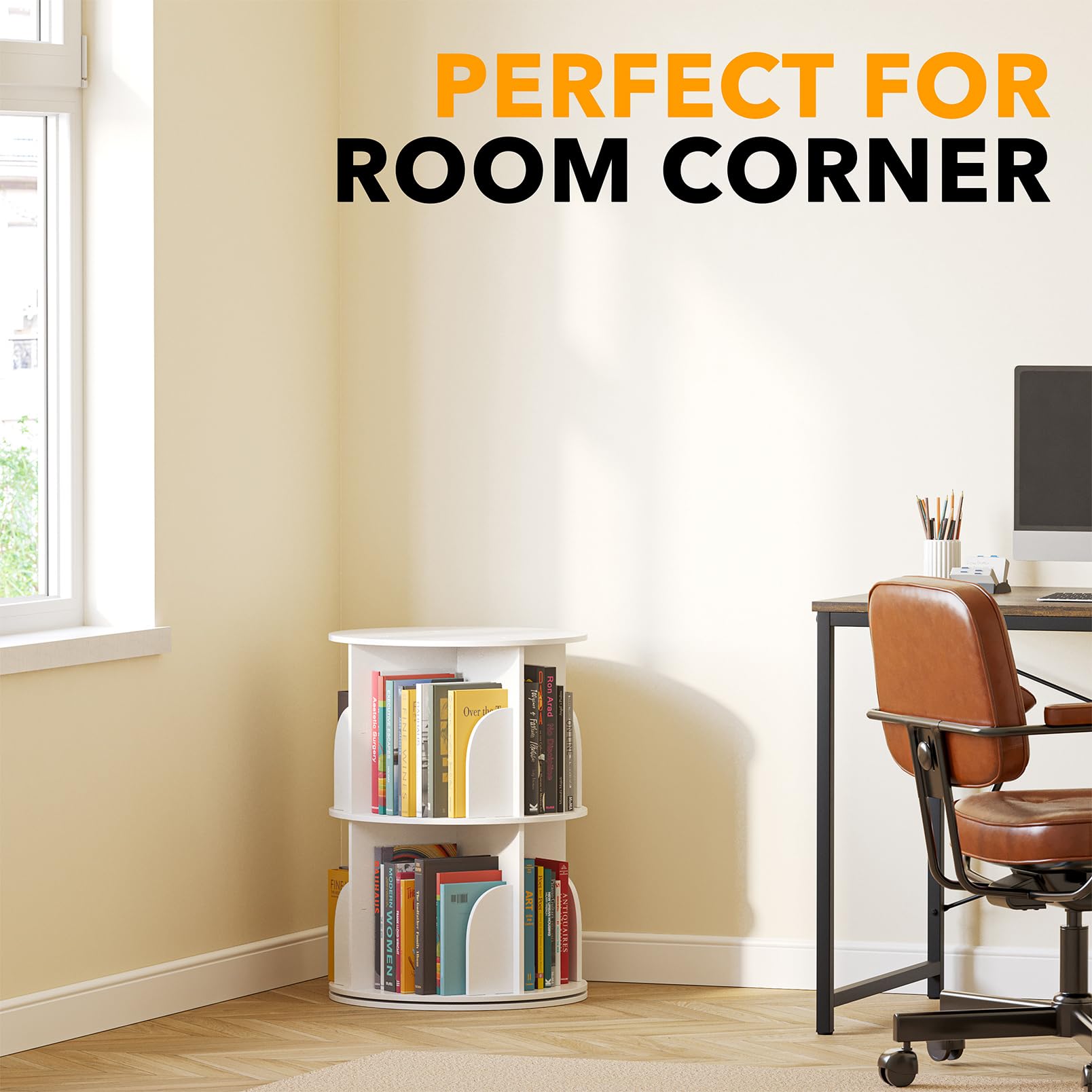 SpaceAid vertical spiral corner organizer shows efficient corner storage