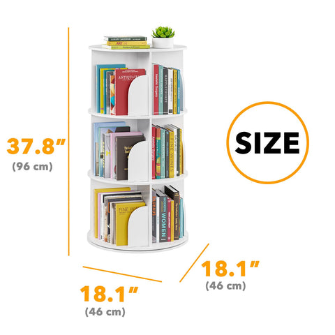 SpaceAid white rotating bookshelf front view suits modern decor and accessibility.