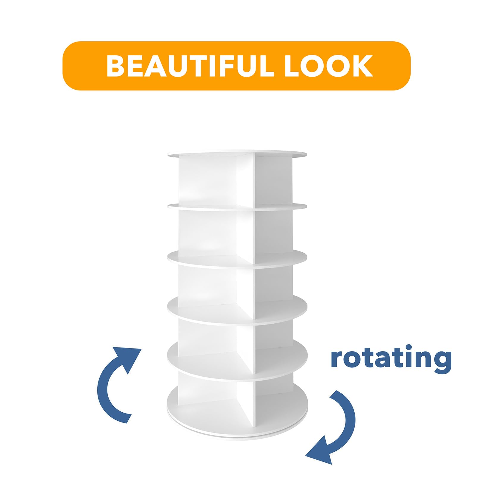 SpaceAid white rotating shoe rack in room shows elegant home use.