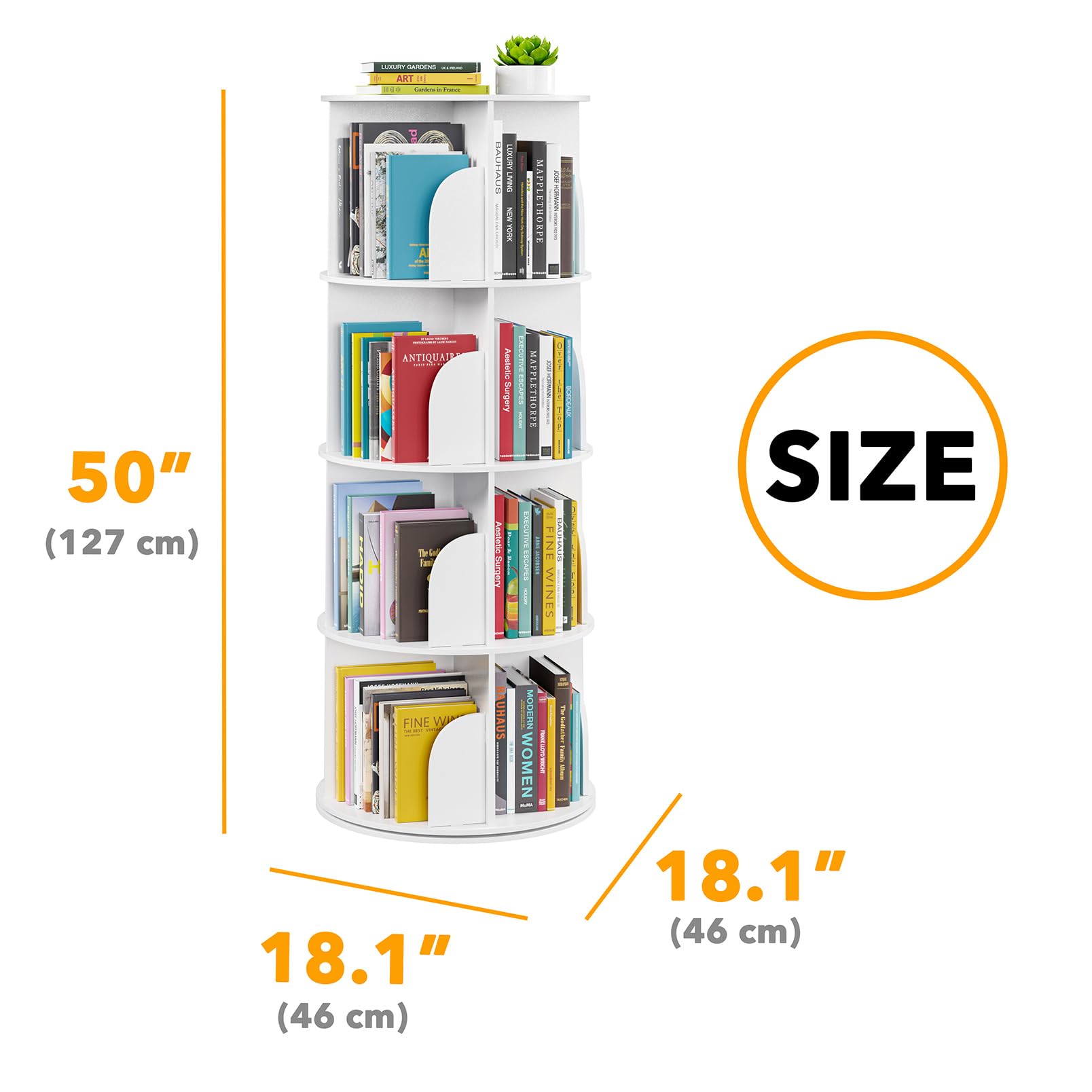 SpaceAid white round shelf unit complements modern decor and provides versatile storage.