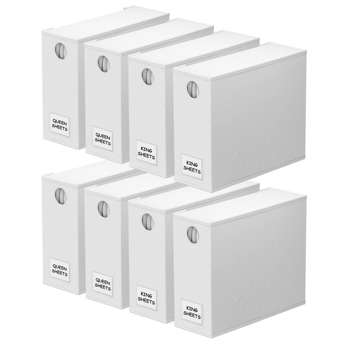 SpaceAid white sheet organizers 8-pack with clear foldable design for easy access