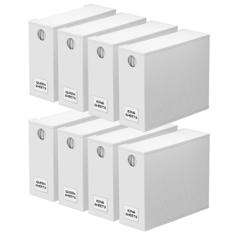 SpaceAid white sheet organizers 8-pack with clear foldable design for easy access
