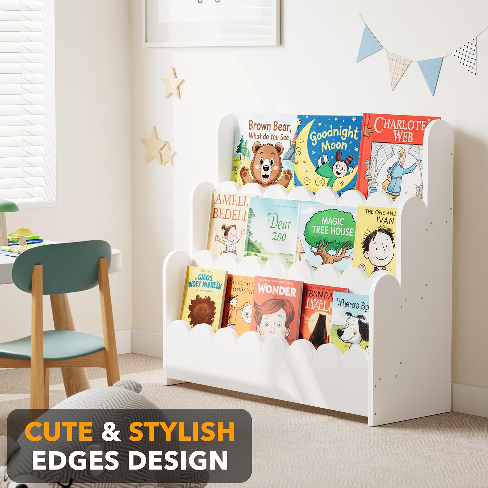 Durable wooden construction suited for busy kids' rooms.