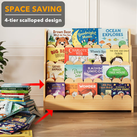 SpaceAid wooden Montessori bookcase kids-room setup for tidy storage.