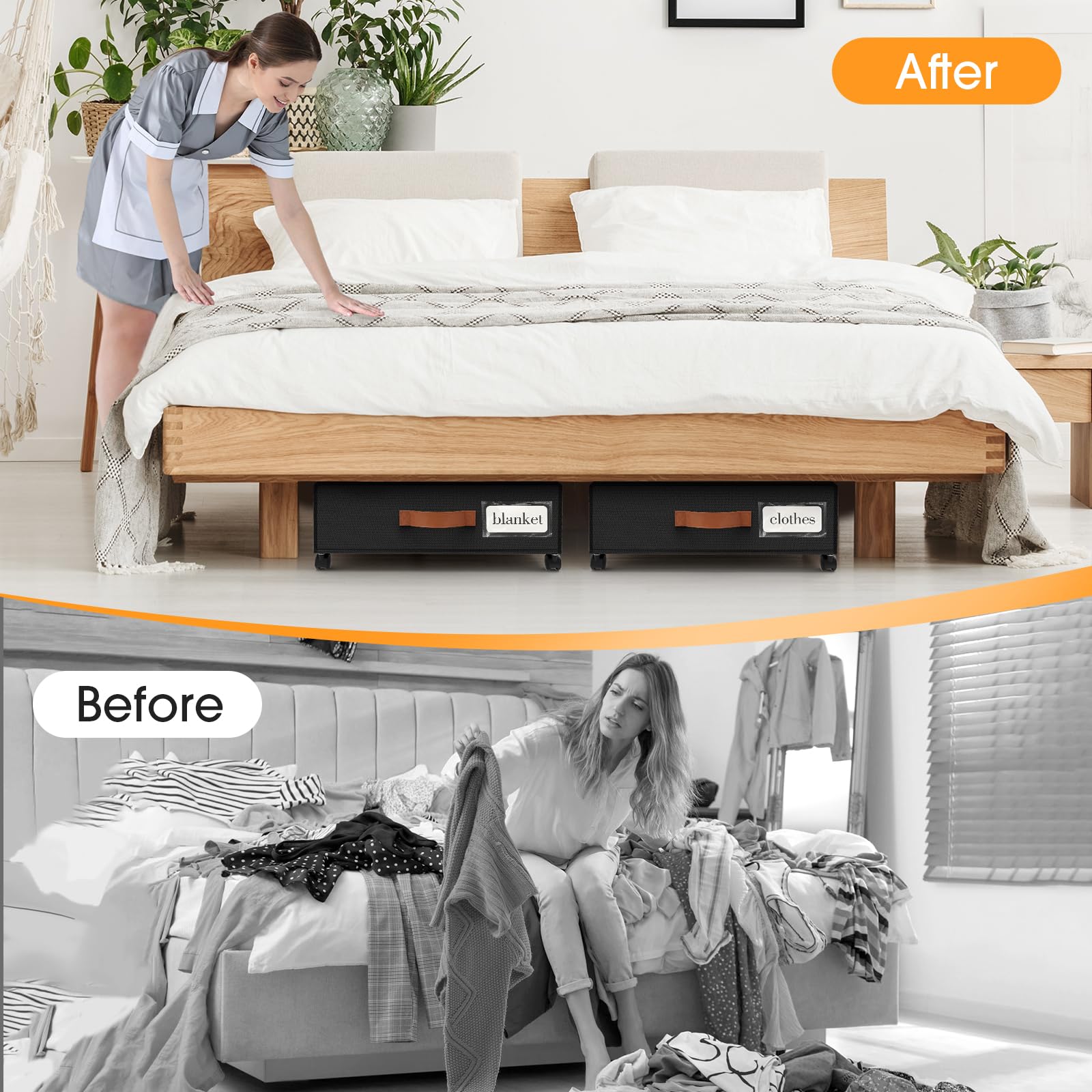 SpaceHacks large capacity fits clothes, shoes, blankets and toys neatly.