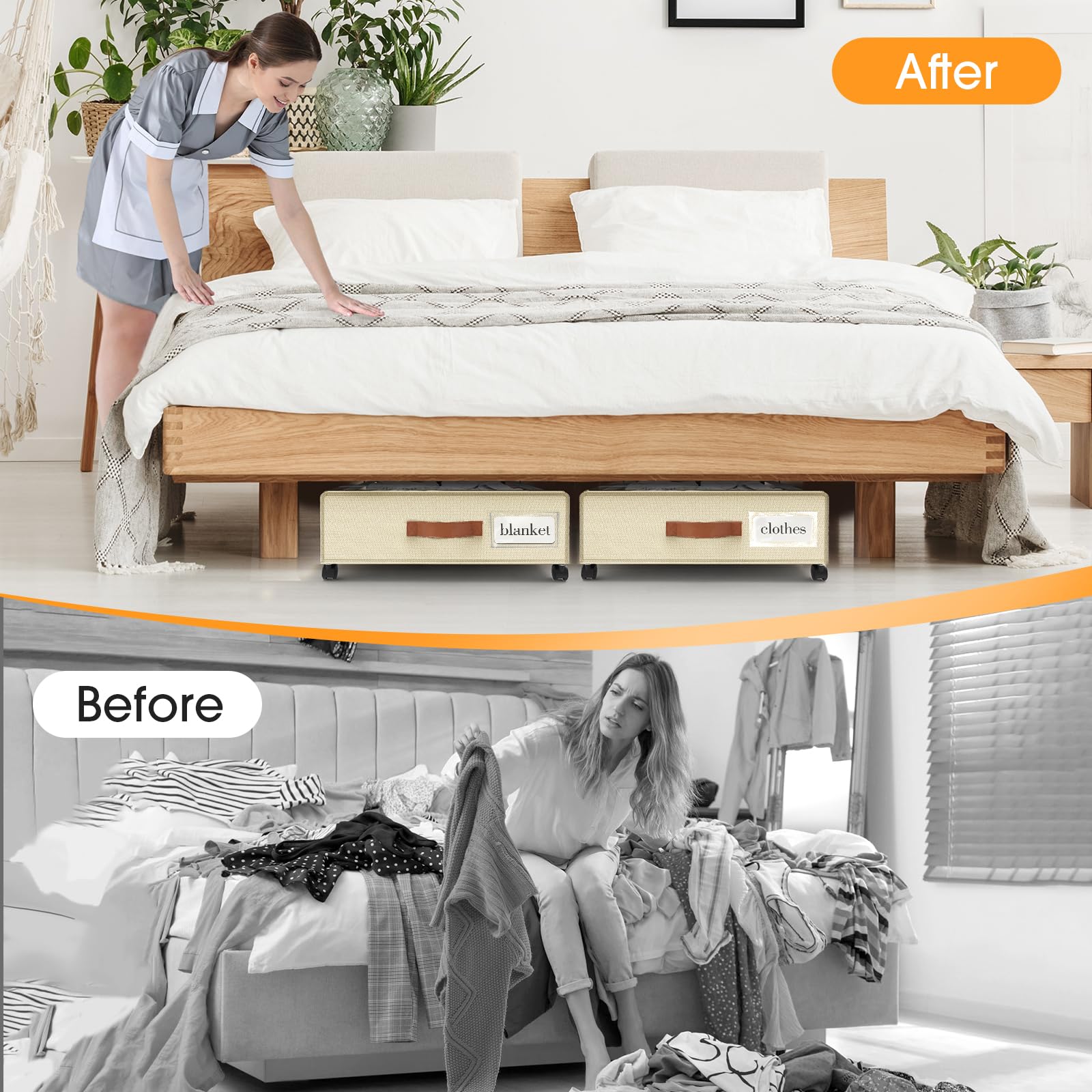 SpaceHacks easy-assembly under-bed storage with simple setup.