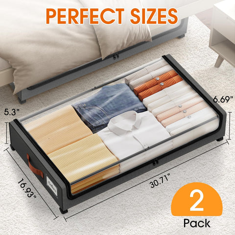 SpaceHacks under-bed storage with wheels allows smooth rolling for easy access.