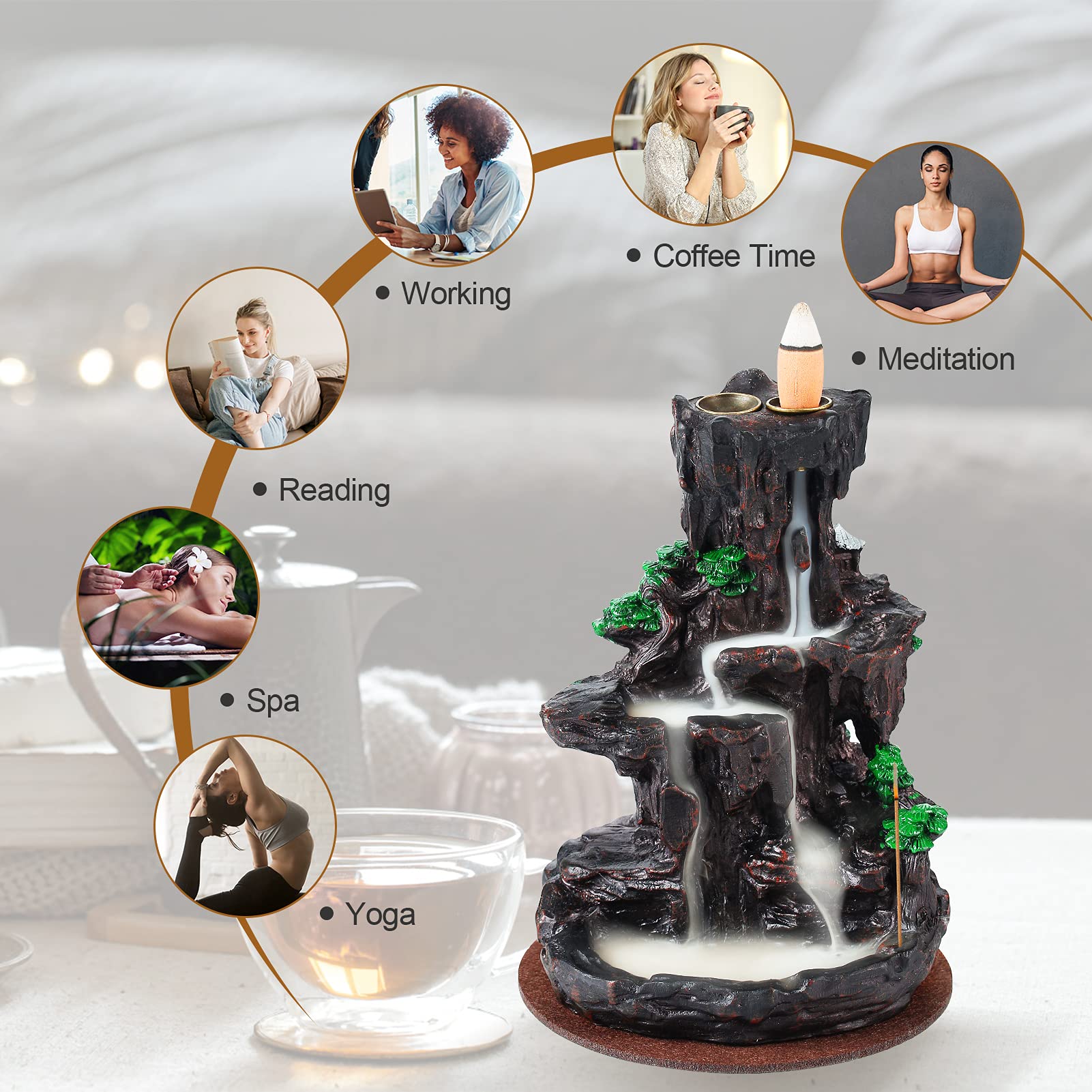 Elegant SpaceKEEPER incense burner doubles as decor for living rooms or offices.