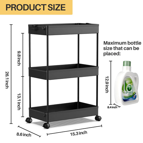 SPACEKEEPER rolling storage cart with brakes engaged for stable storage.