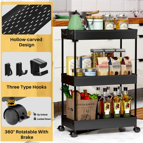 SPACEKEEPER rolling storage cart side view emphasizes easy mobility with wheels.