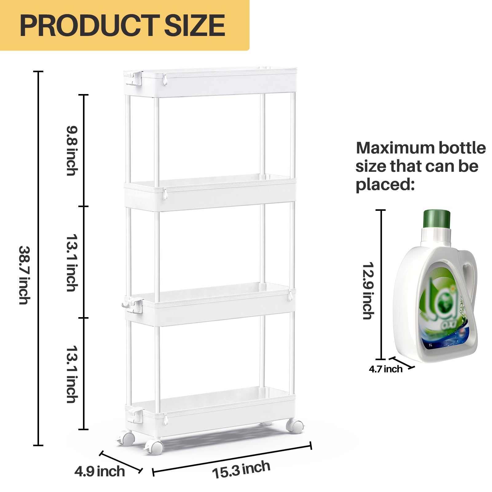SPACEKEEPER cart features side hoops for extra storage options.