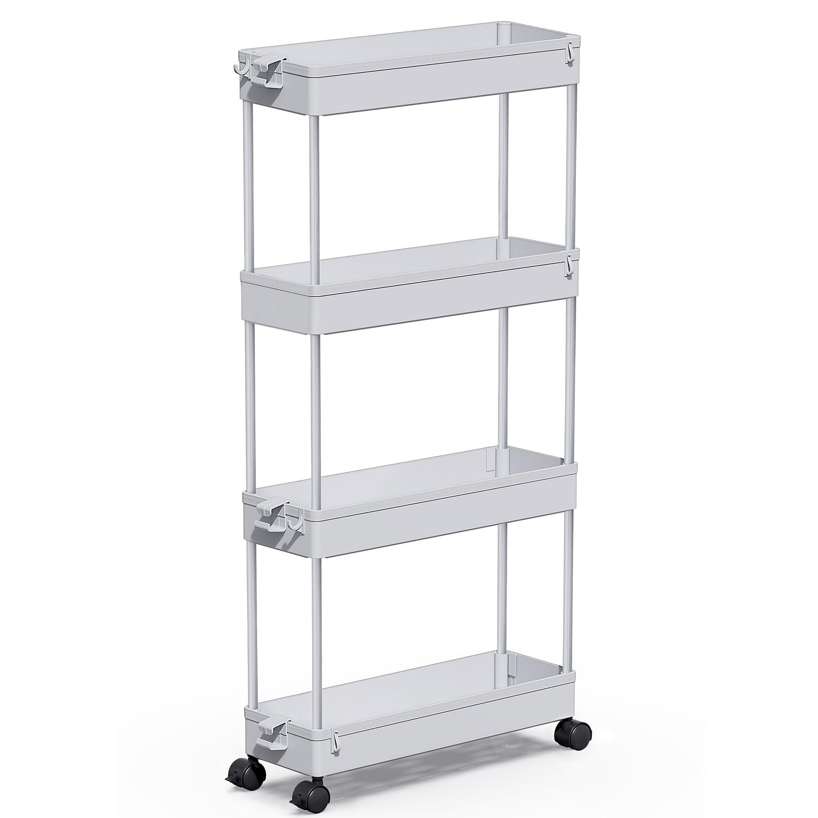 SpaceKEEPER Slim Rolling Cart, 4-tier main view showing compact storage.