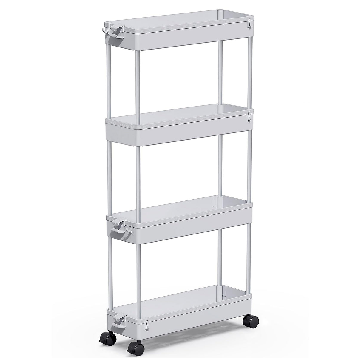 SpaceKEEPER Slim Rolling Cart, 4-tier main view showing compact storage.