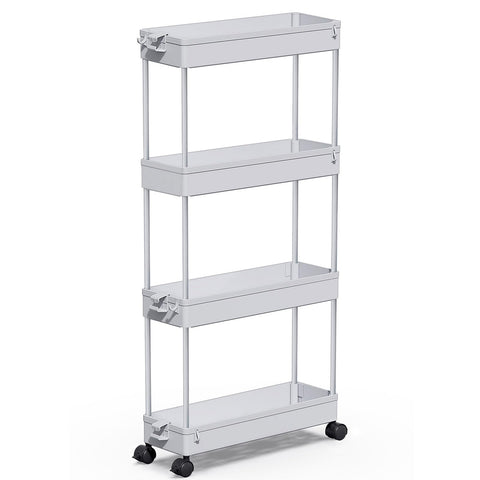 SpaceKEEPER Slim Rolling Cart, 4-tier main view showing compact storage.