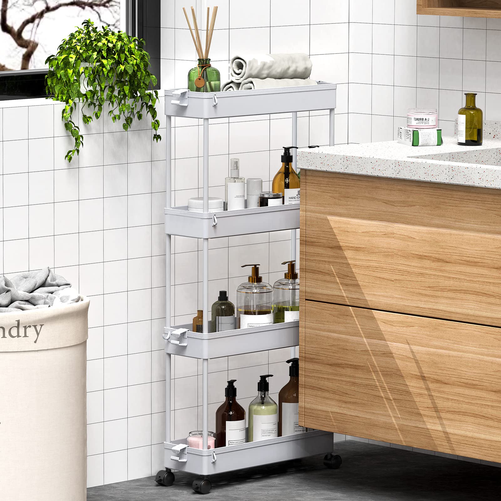 SpaceKEEPER adjustable shelves demonstrate versatile two or three-shelf configurations.