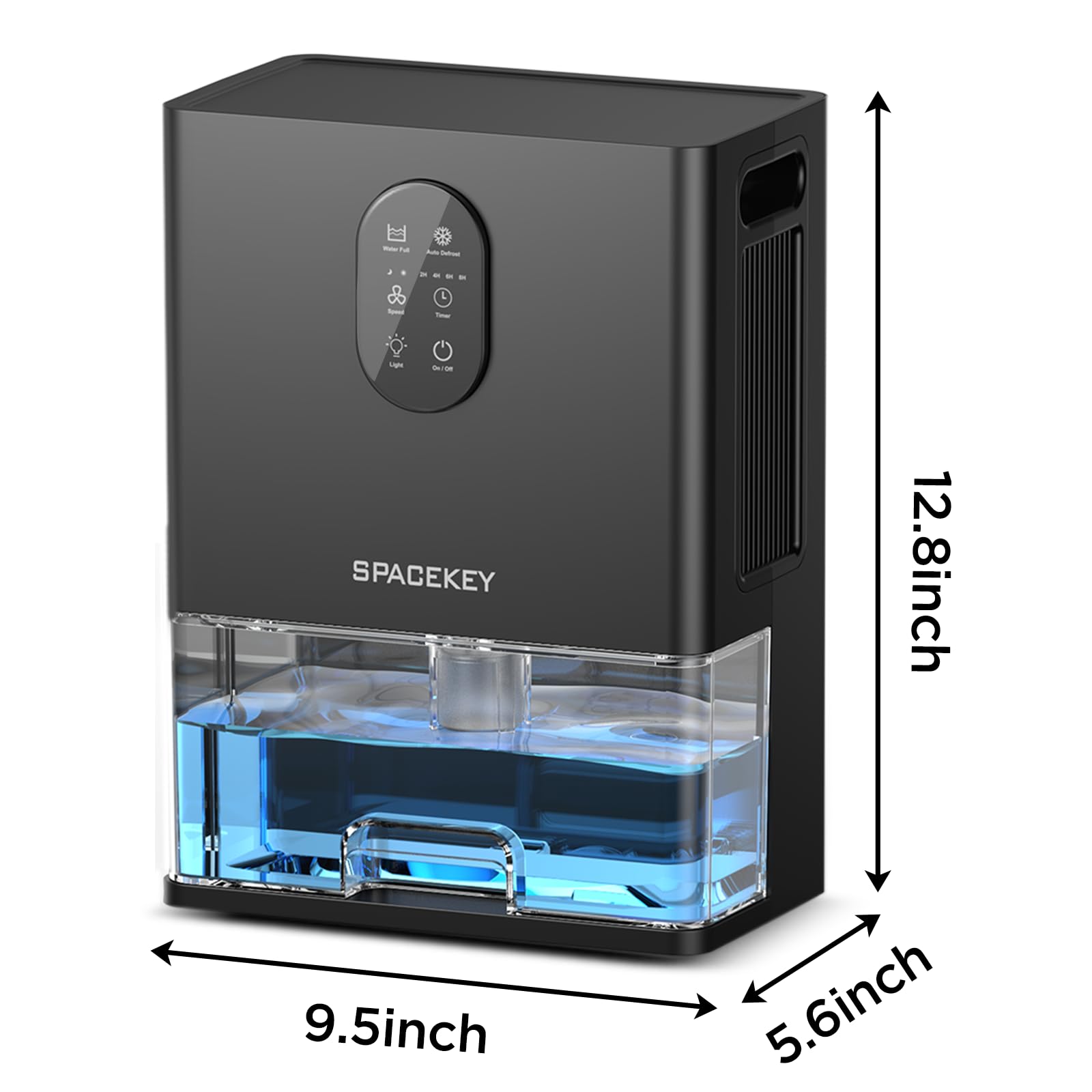 Spacekey dehumidifier with seven color LED lights for ambient mood.