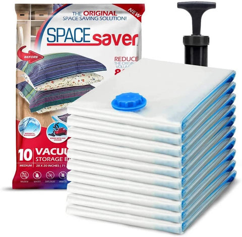Spacesaver 10-pack medium vacuum bags for comforters protect fabrics and save space