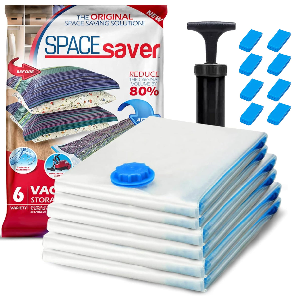 Spacesaver 6-pack vacuum storage bags for space-saving bedding organization
