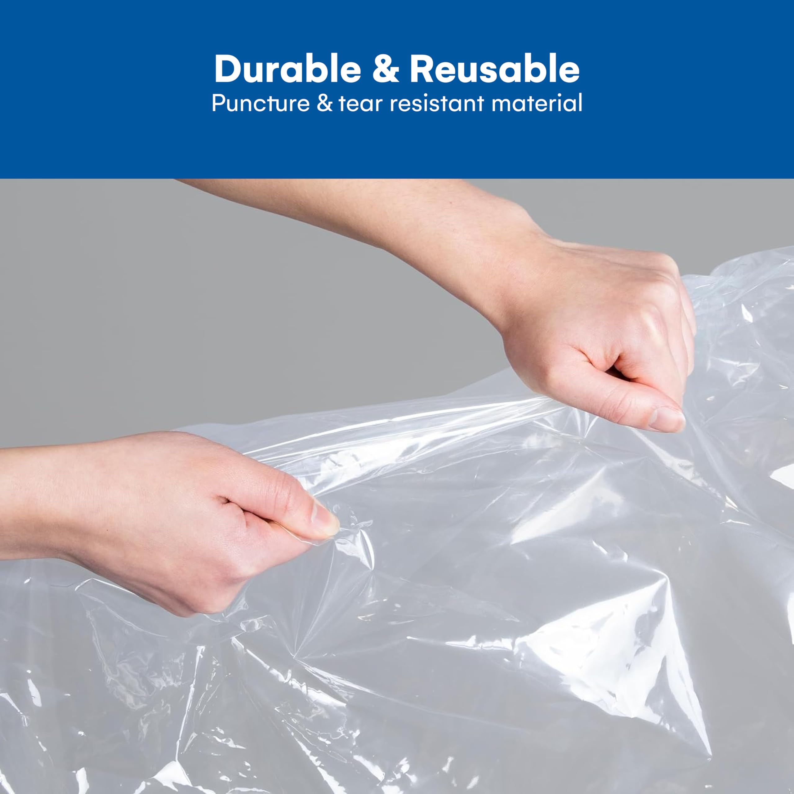 Spacesaver double-zip and triple-seal valve ensure airtight protection during storage.