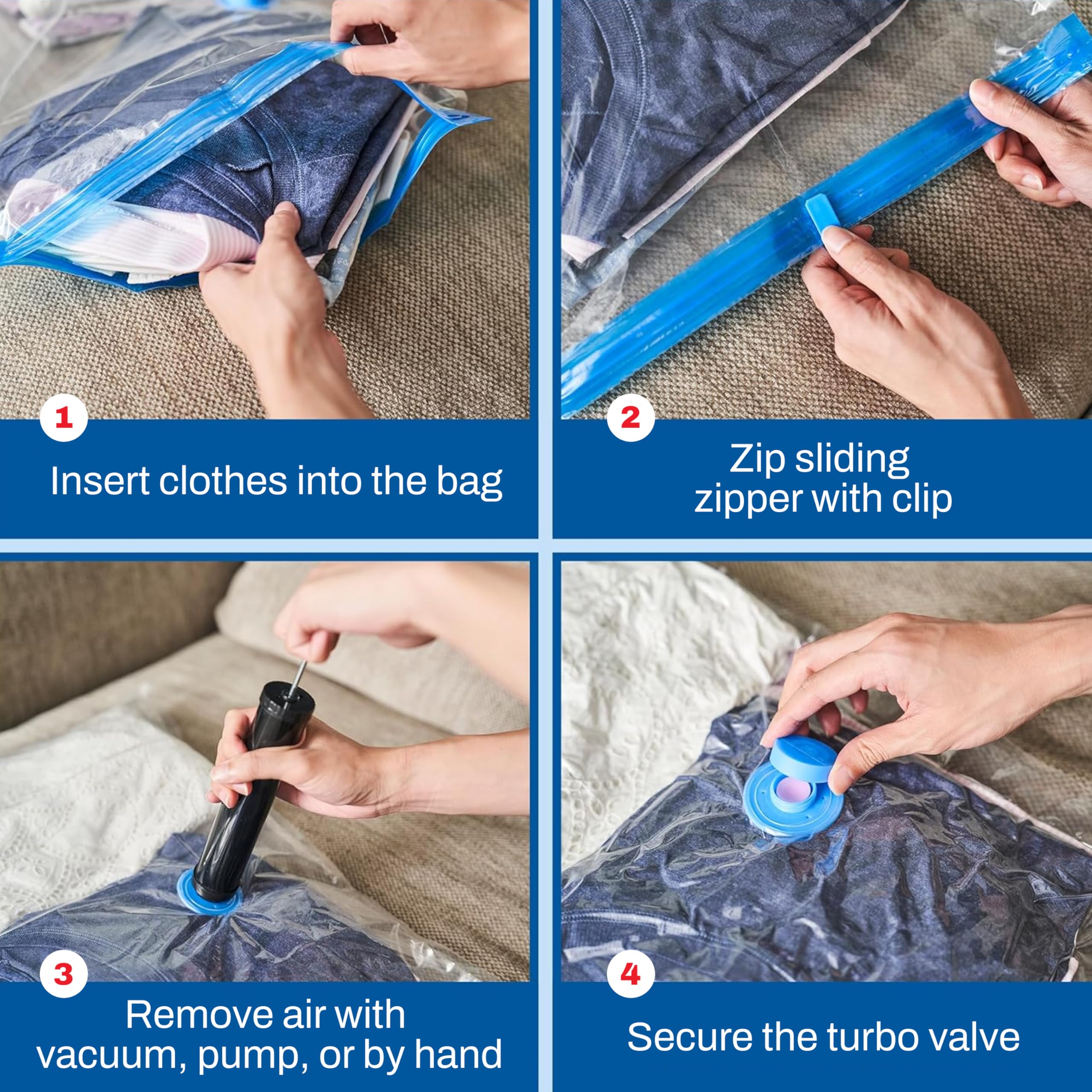 Spacesaver jumbo bag with pillows inside illustrating space-saving storage