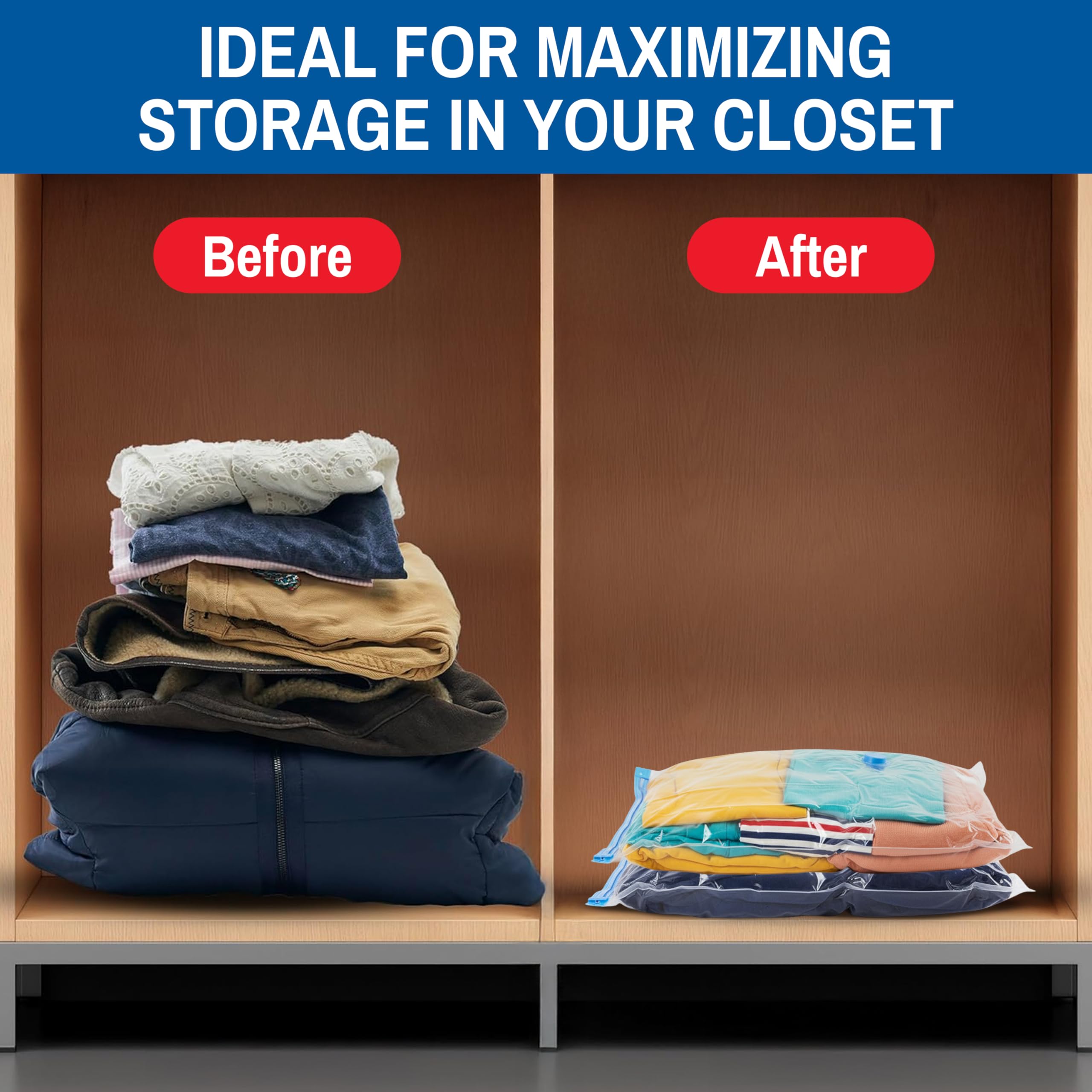 Spacesaver keeps closets, under beds, and shelves neatly organized.