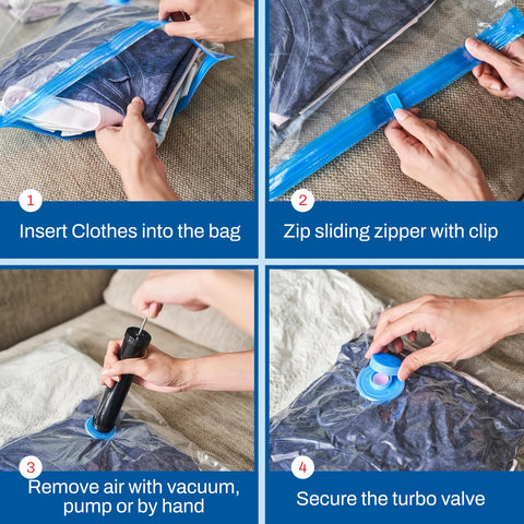 Spacesaver pump-included vacuum bags for fast, hands-on sealing.