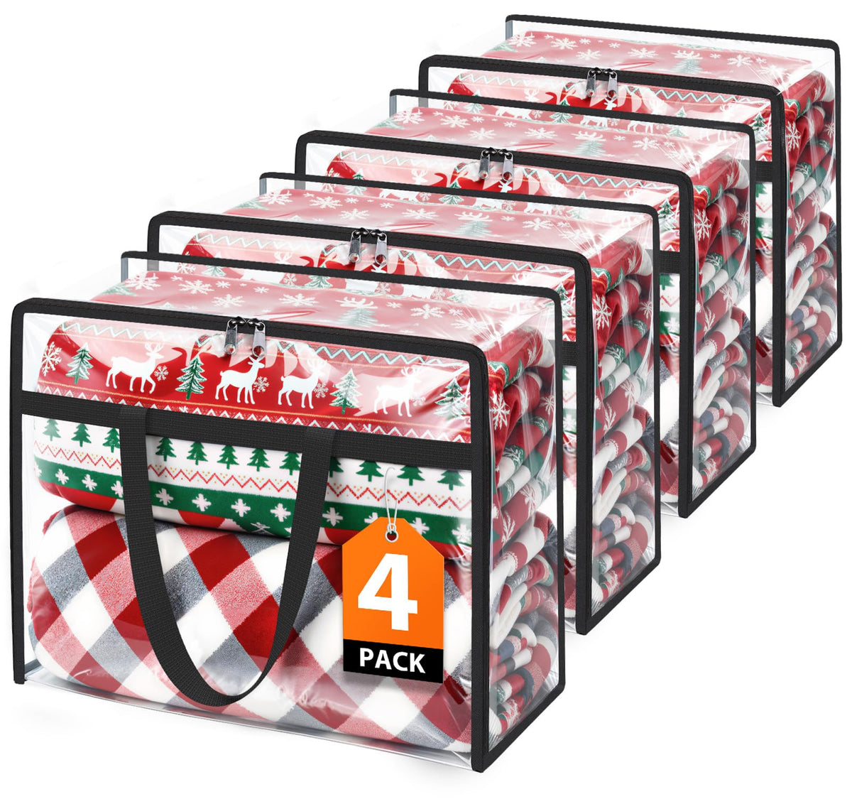 SpaceTrove clear bags 4-pack for fast content visibility and organized closet storage.