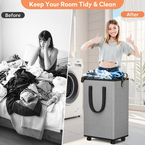 SpaceTrove heavy-duty metal frame supports full loads of towels and clothes