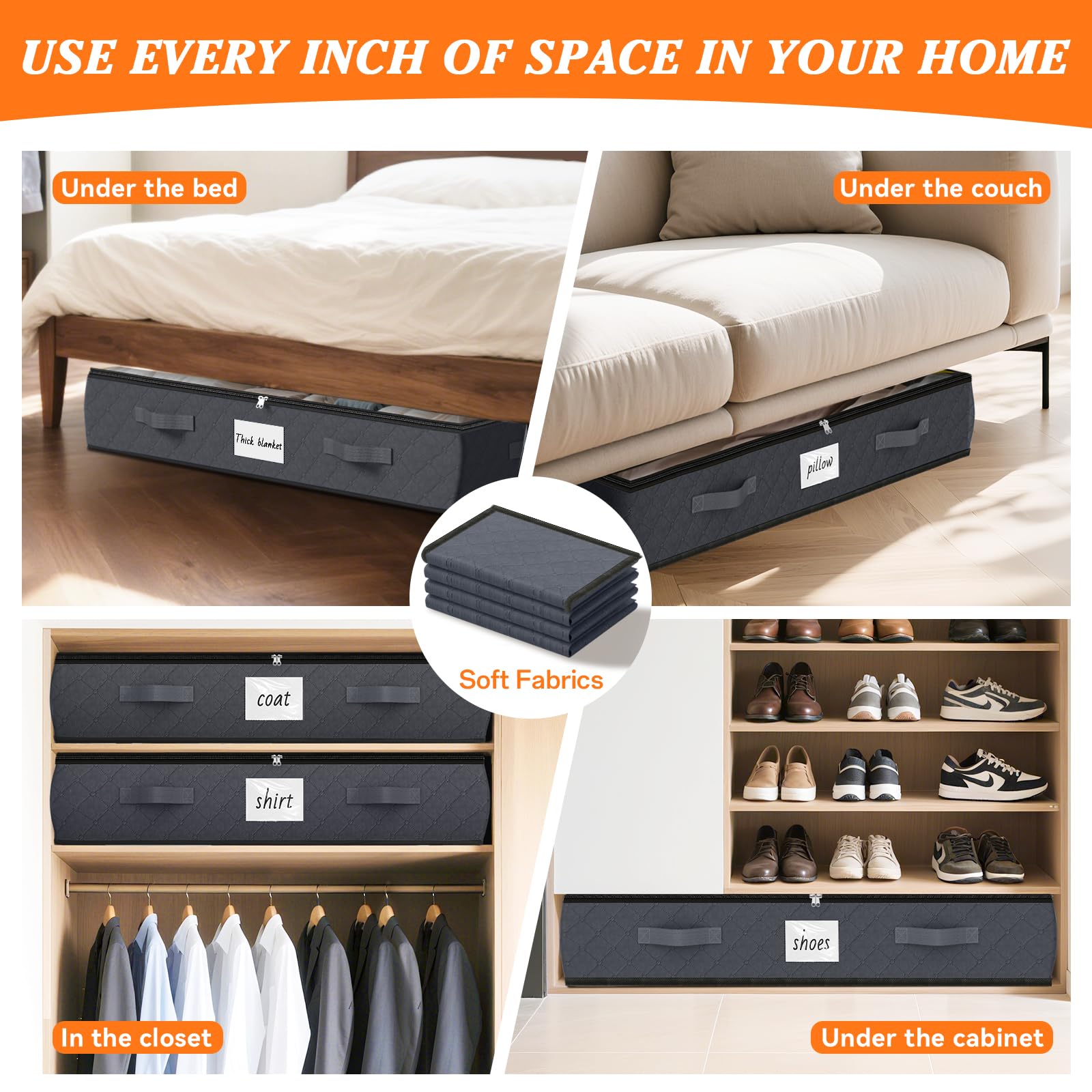 SpaceWhisper dorm-friendly storage fits under beds in tight spaces.