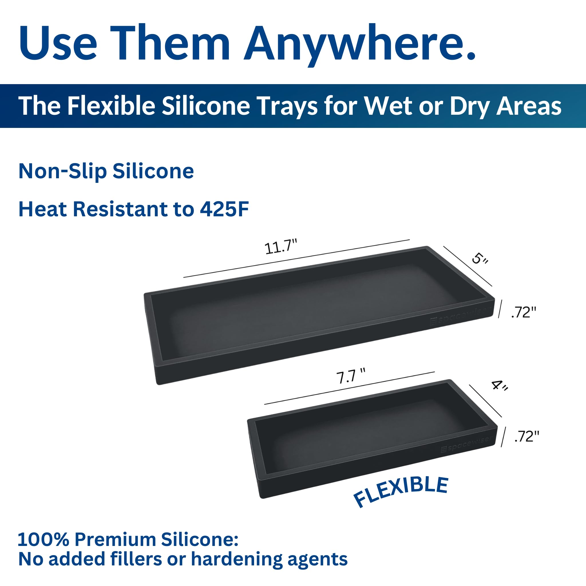 Spacewiser silicone tray close-up shows shatterproof durability.