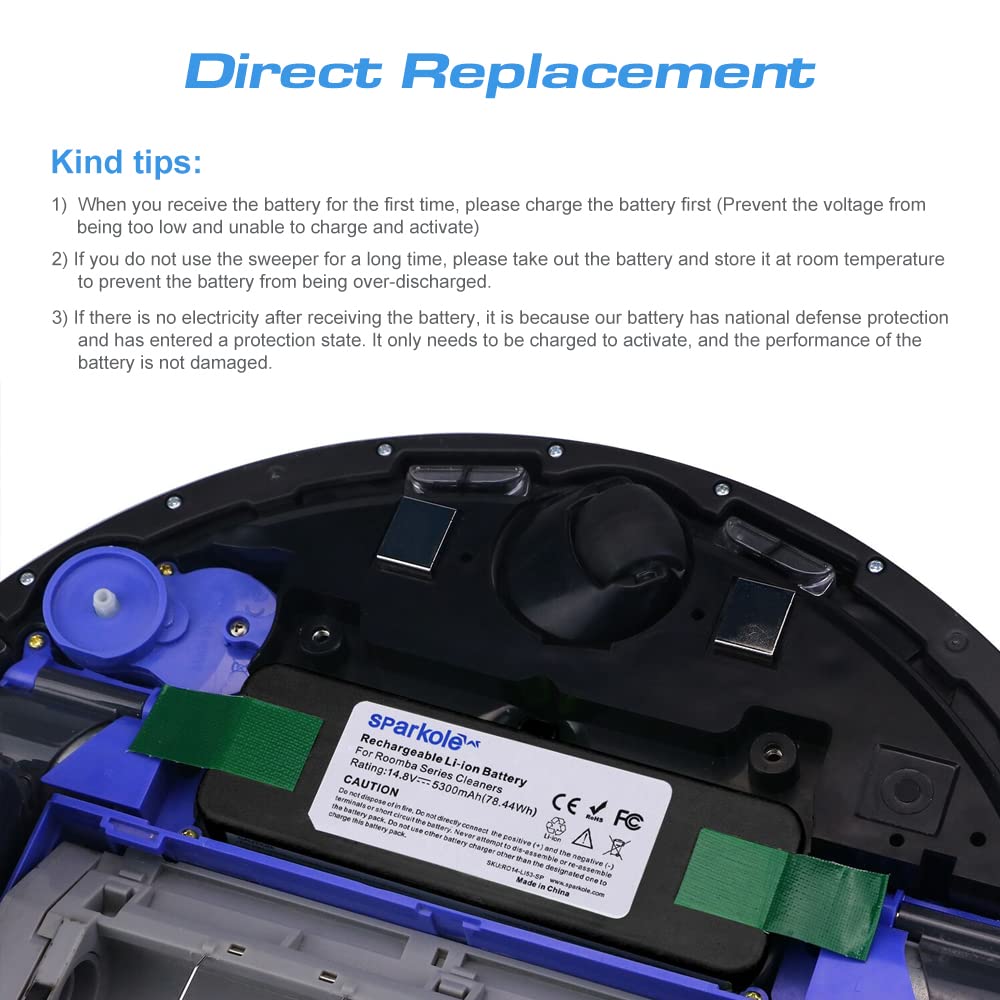 SPARKOLE compatibility label confirms wide Roomba model compatibility.