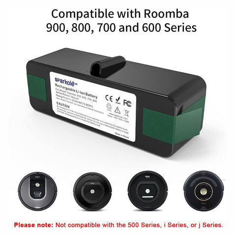 SPARKOLE Roomba 800-series extended runtime image highlights longer cleaning sessions