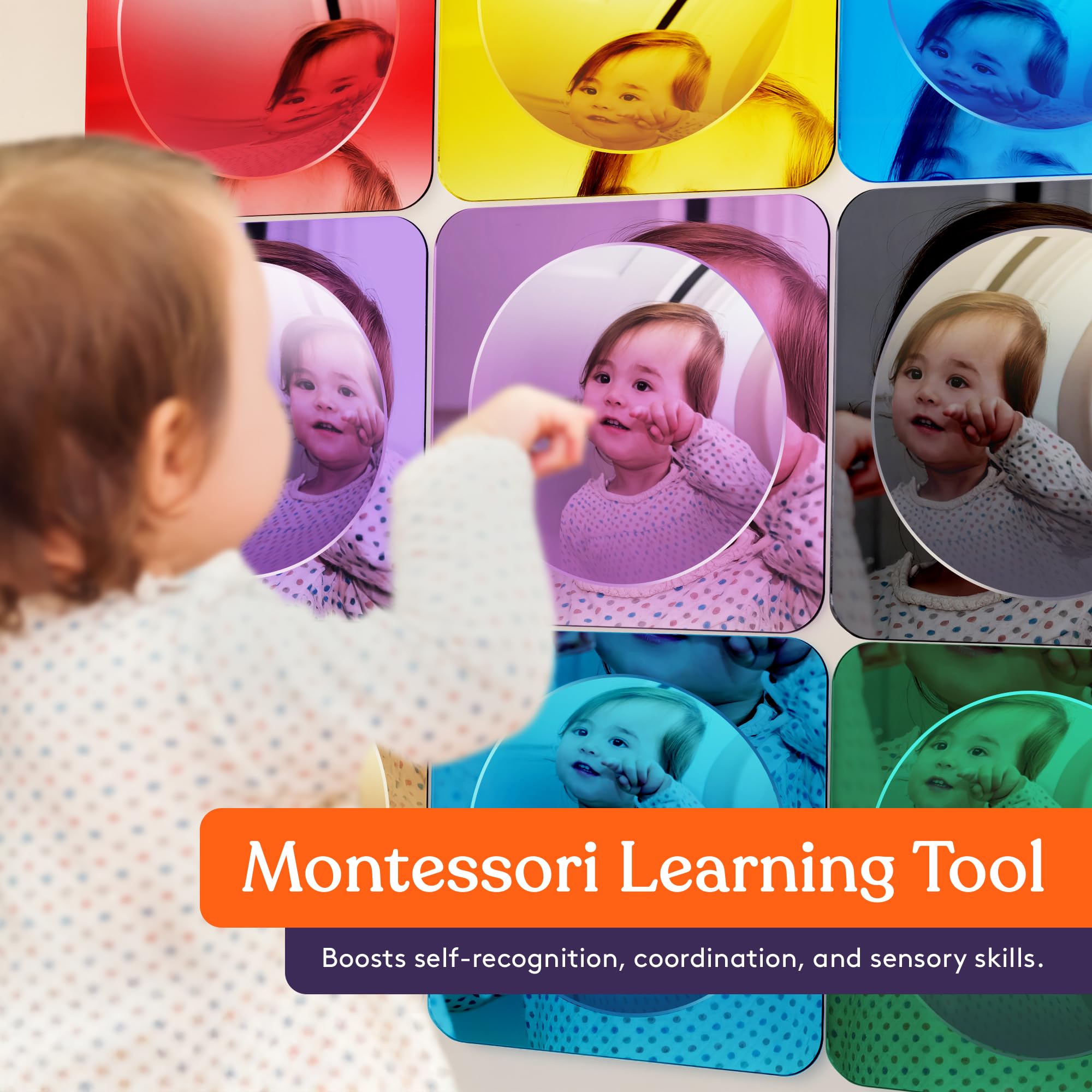 Special Supplies Sensory Bubble Wall Mirror acrylic construction keeps play safe and durable.