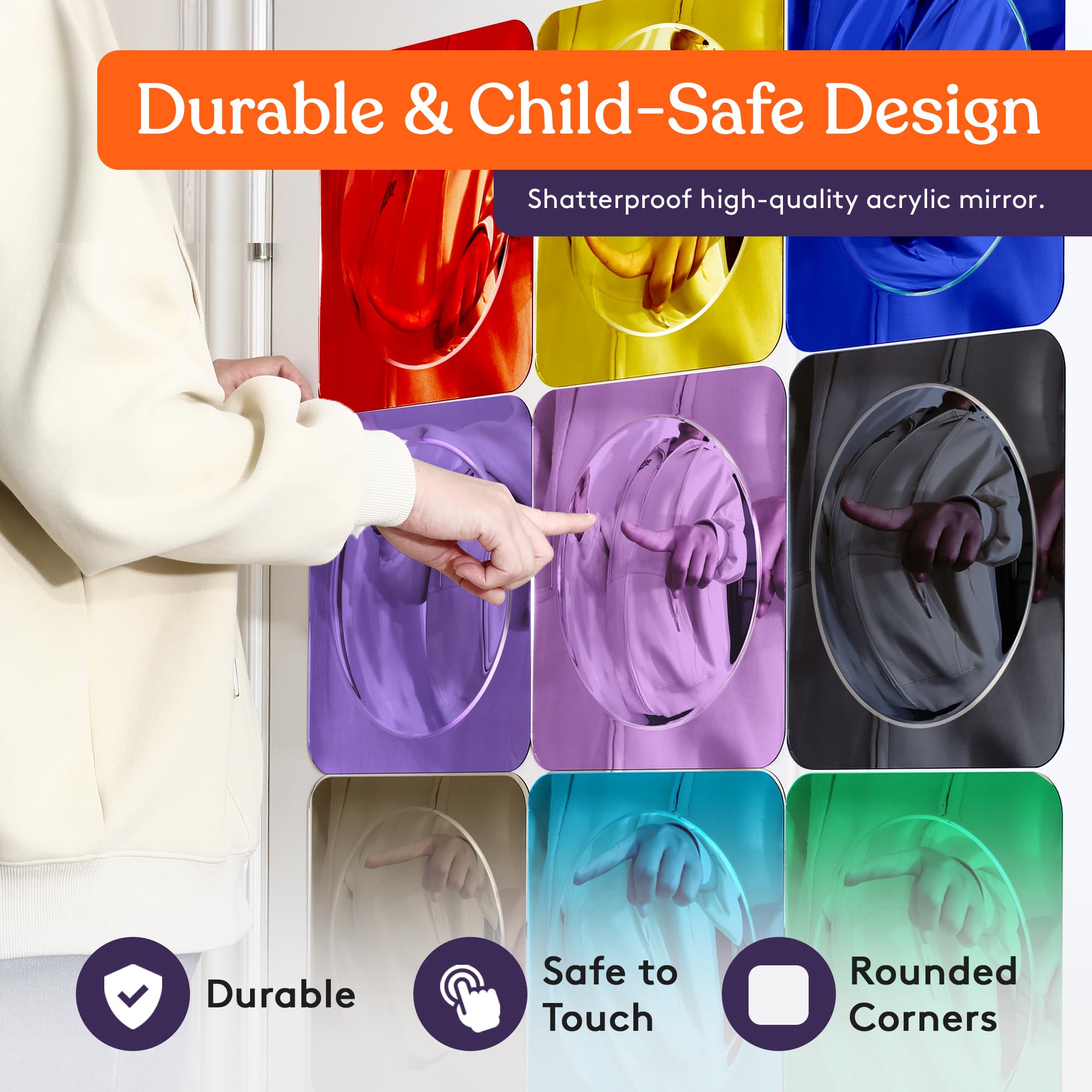 Special Supplies Sensory Bubble Wall Mirror multi-color finish brightens rooms and inspires exploration.