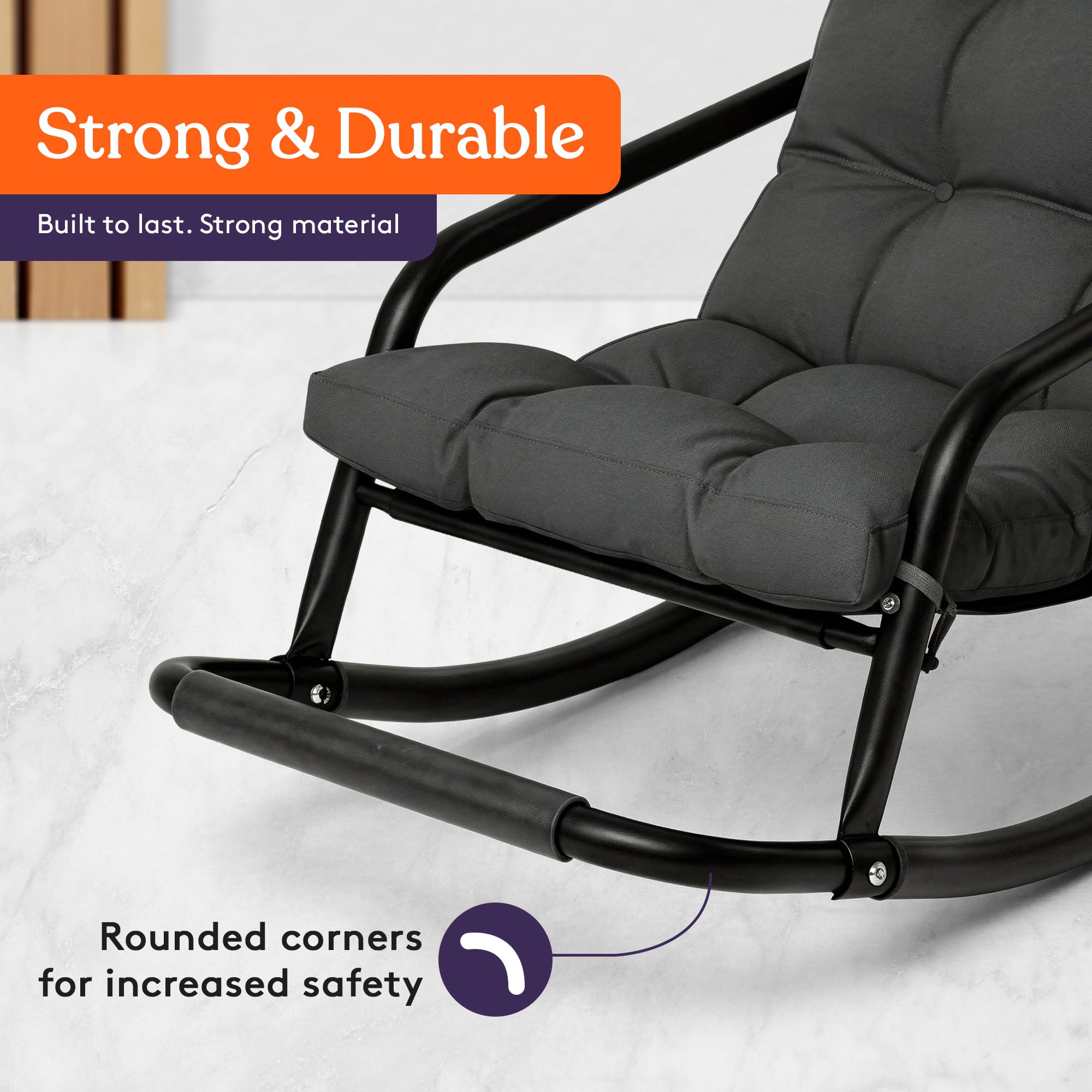 Closeup of Special Supplies sensory tufted rocking chair soft fabric for cozy comfort