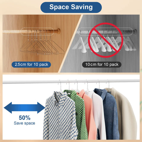 SPECILITE silver 16-inch hangers save closet space and support shirts