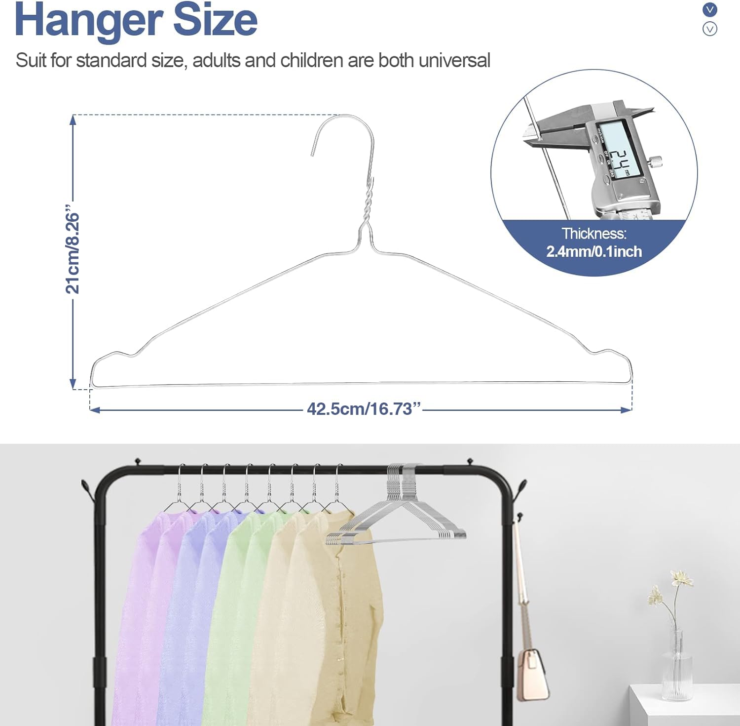SPECILITE Space-saving Cloest Hangers: slim design increases capacity and accessibility.