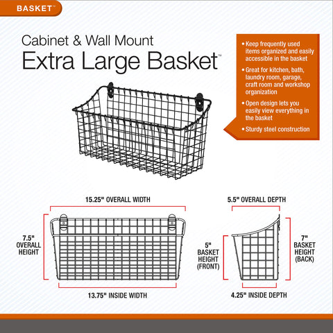 Spectrum Extra Large Wire Wall Mount Side View demonstrates compact wall storage for small spaces