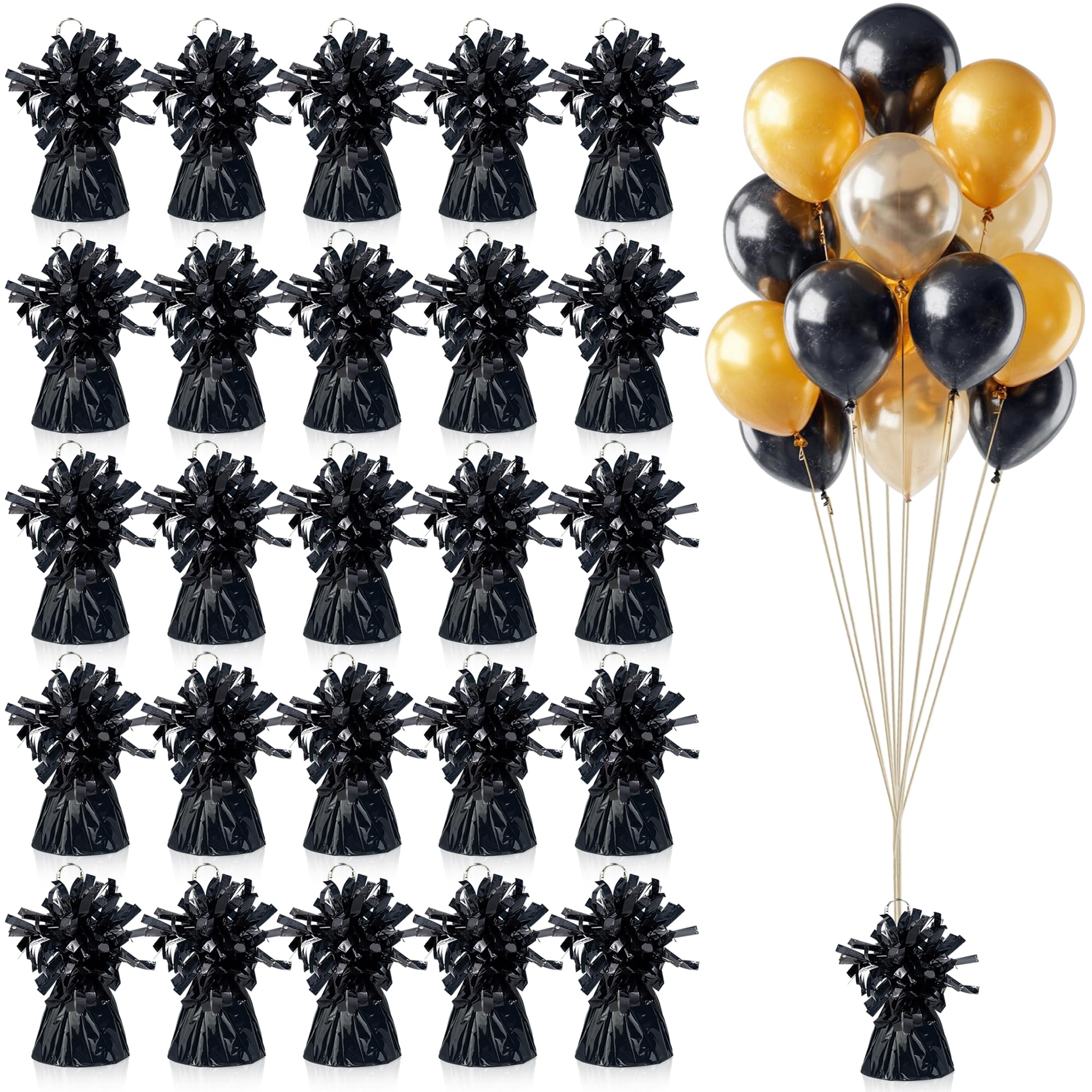 SPFYunion 25pc black balloon weights secure balloons and unify party decor.