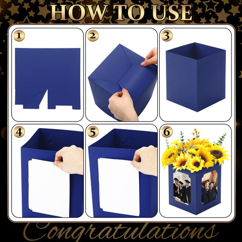 Spiareal blue graduation box centerpiece folded flat for storage
