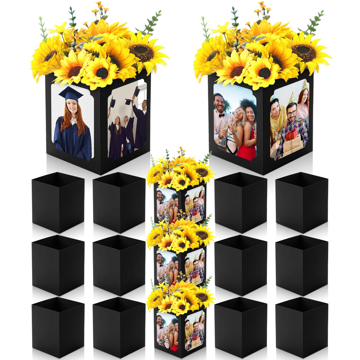 Spiareal graduation box front view displays a 6-inch photo for table decor