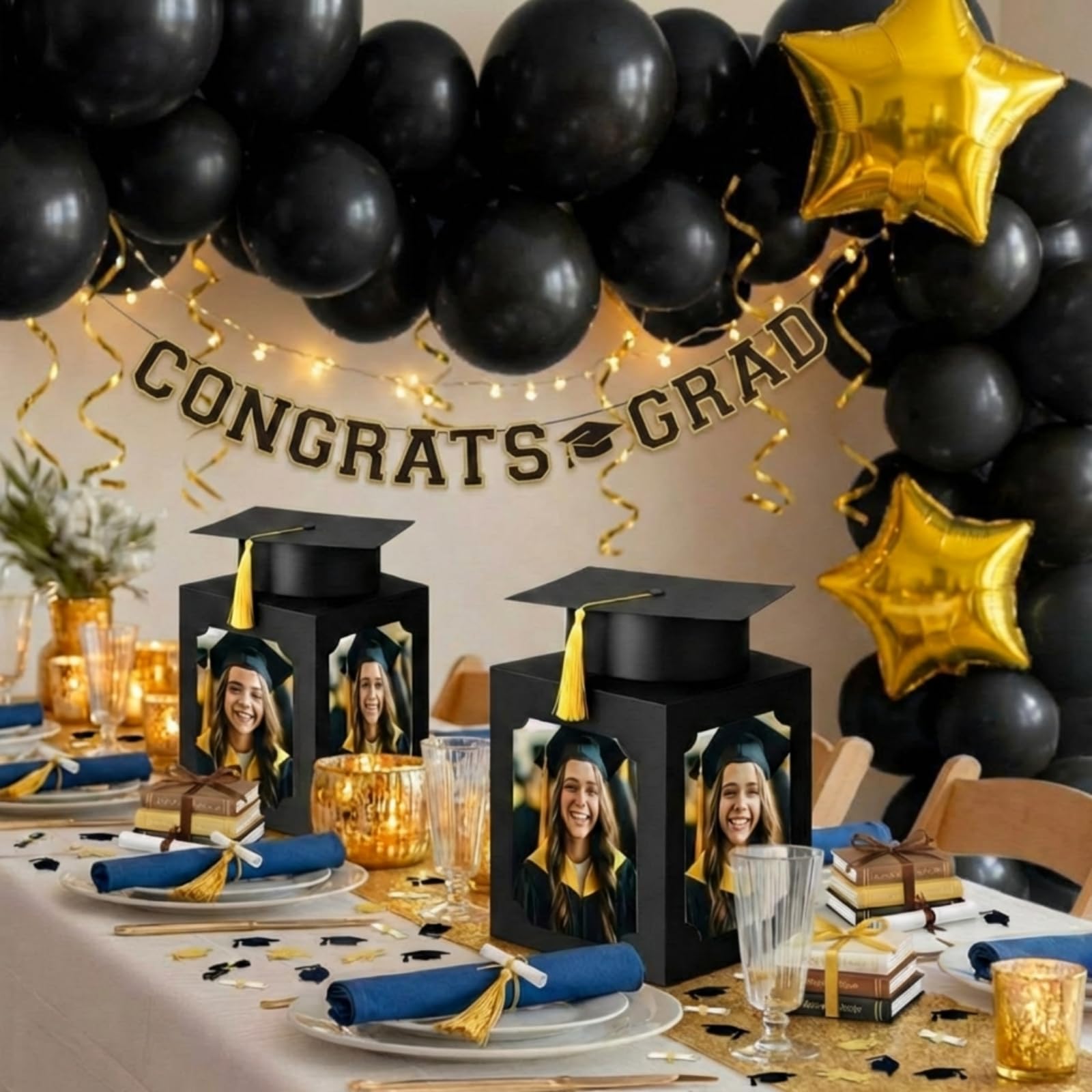 Spiareal black centerpiece box shows 6x4 photos, ideal for party decor.
