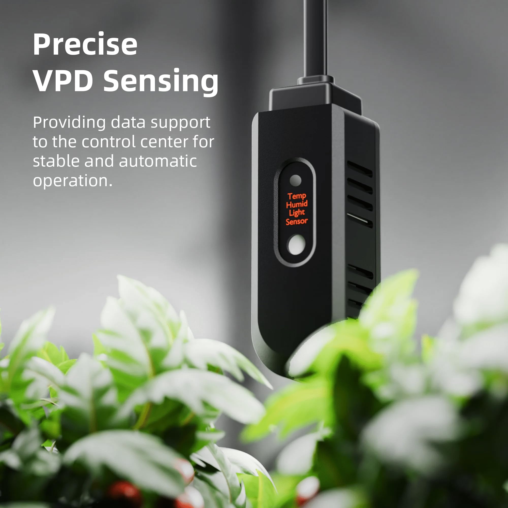 Temp and humidity probe on Spider Farmer humidifier for precise climate monitoring