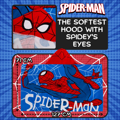 Spider-Man hooded towel ideal for holidays and beach days, easy to carry.
