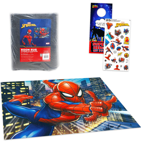 Marvel Spiderman rug 48x72in with detailed artwork for kids' room decor.