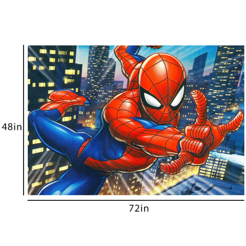 Spiderman rug highlights soft, durable material ideal for playtime.
