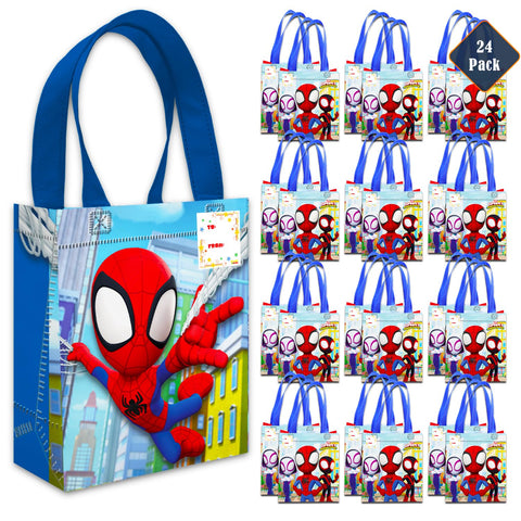 Spidey and His Amazing Friends party favor bags with vibrant artwork ideal for kid loot bags.